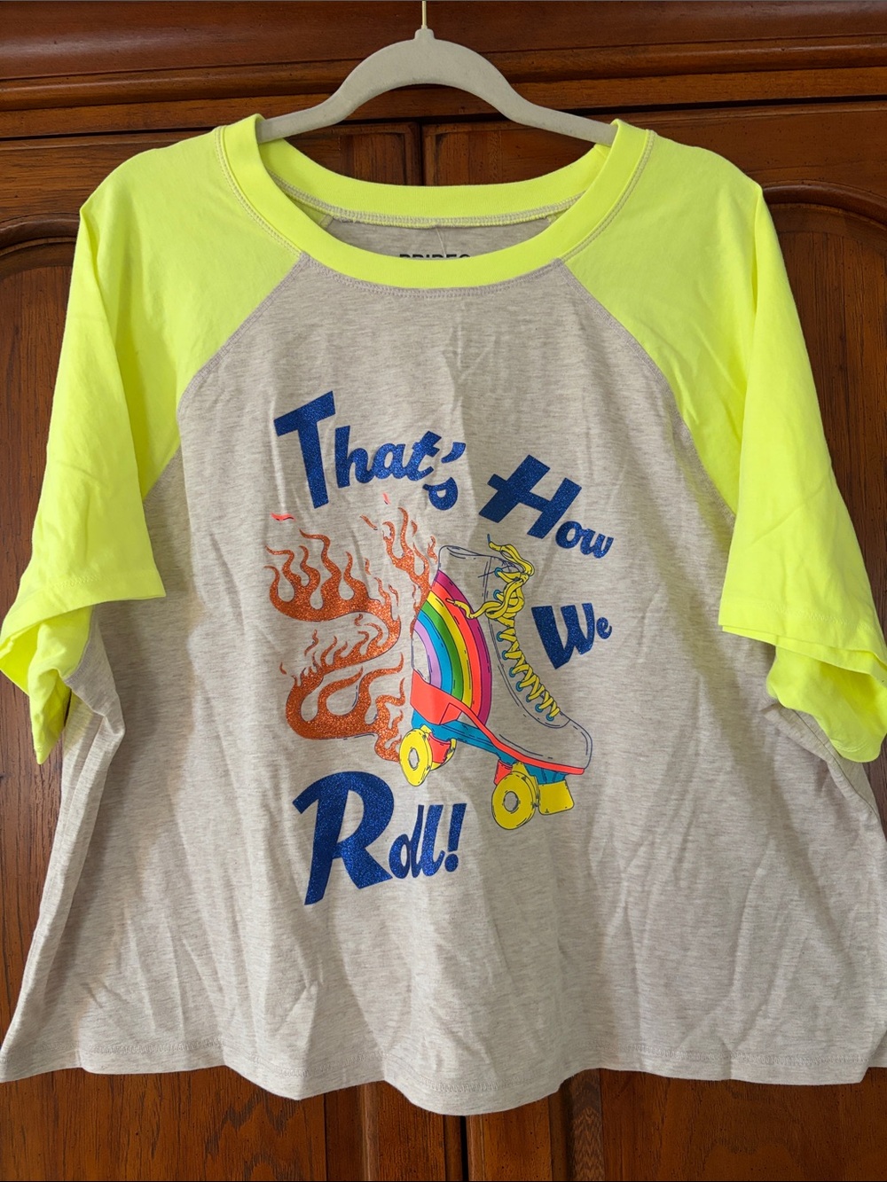 Target Neon Yellow & Gray Roller Skate Graphic Tee (That’s How We Roll) Size XXL
